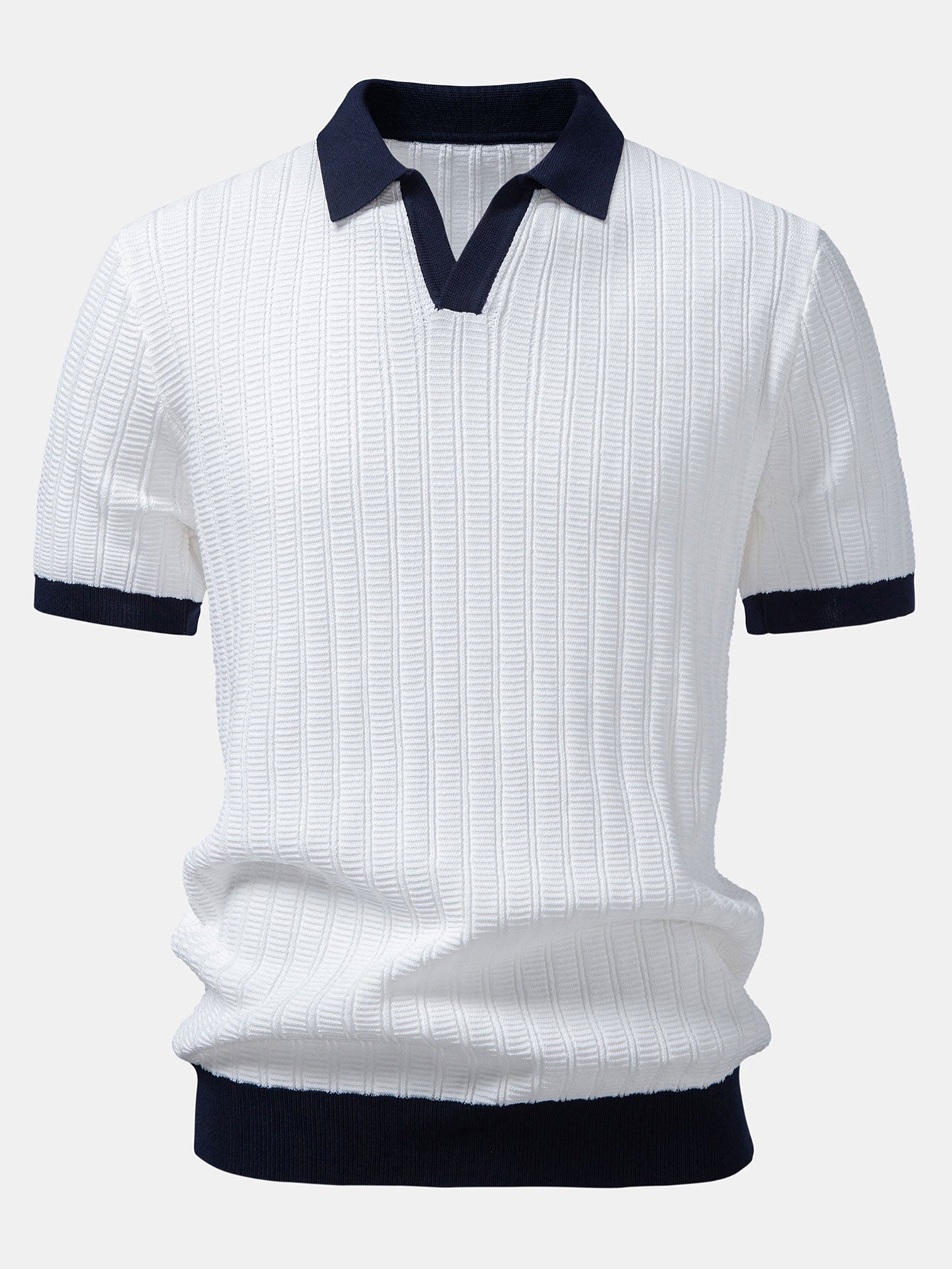 Kontrast Texturiertes Johnny-Kragen Polo & Slim Fit Tapered Hose