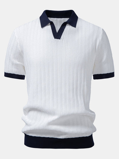 Kontrast Texturiertes Johnny-Kragen Polo & Slim Fit Tapered Hose
