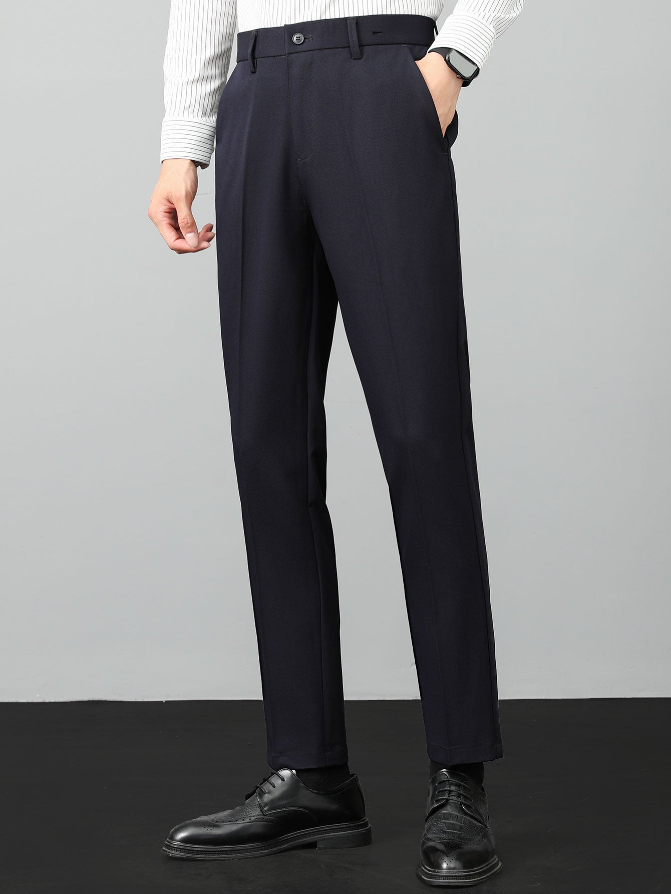 Leinentexturiertes Strickhemd & Slim Fit Tapered Hose