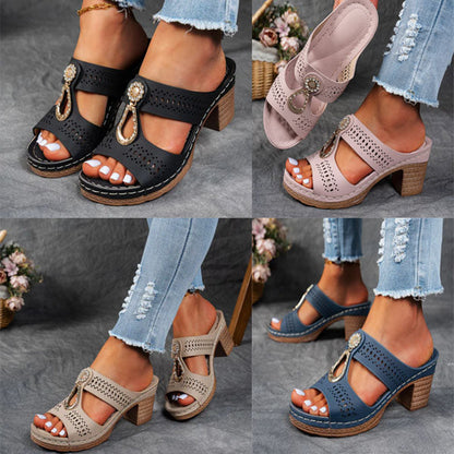 Orthopädische Sandalen mit Strass-Absatz