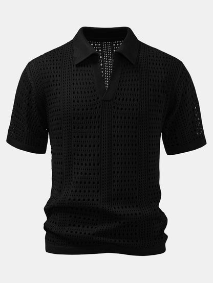 Häkel V-Ausschnitt Polo-Shirt