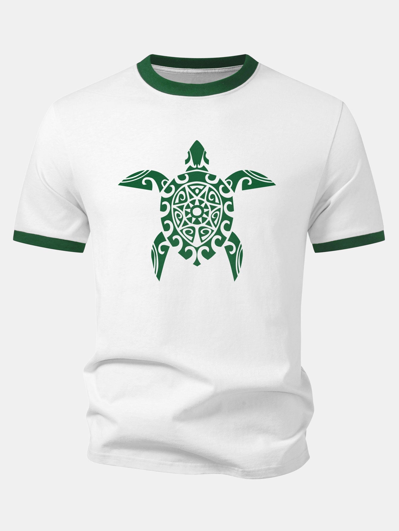Seekü turtle Print Kontrast Ringer T-Shirt & Corduroy 7" Shorts