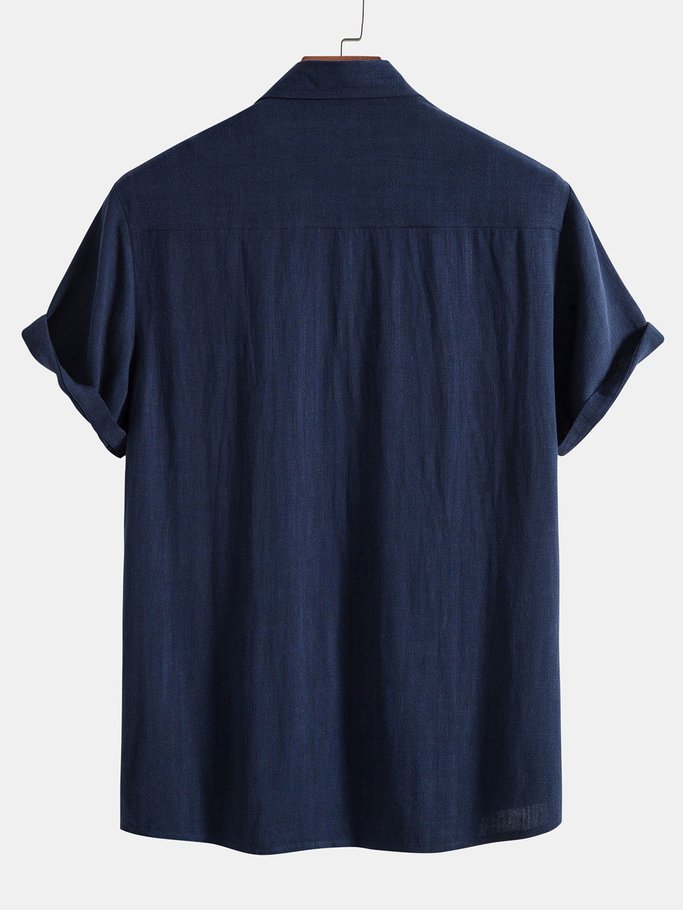 Leinen-Rayon-Mischung Knopf-Down-Shirt & Crinkle-texturierte 5"-Shorts