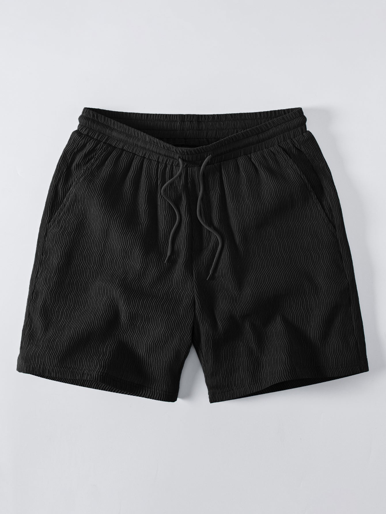 Texturiertes Seersucker Kurzarmhemd & Drawstring 6“ Shorts Set