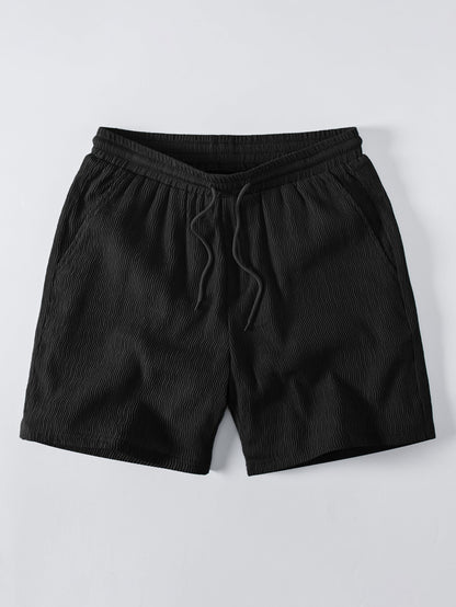Texturiertes Seersucker Kurzarmhemd & Drawstring 6“ Shorts Set