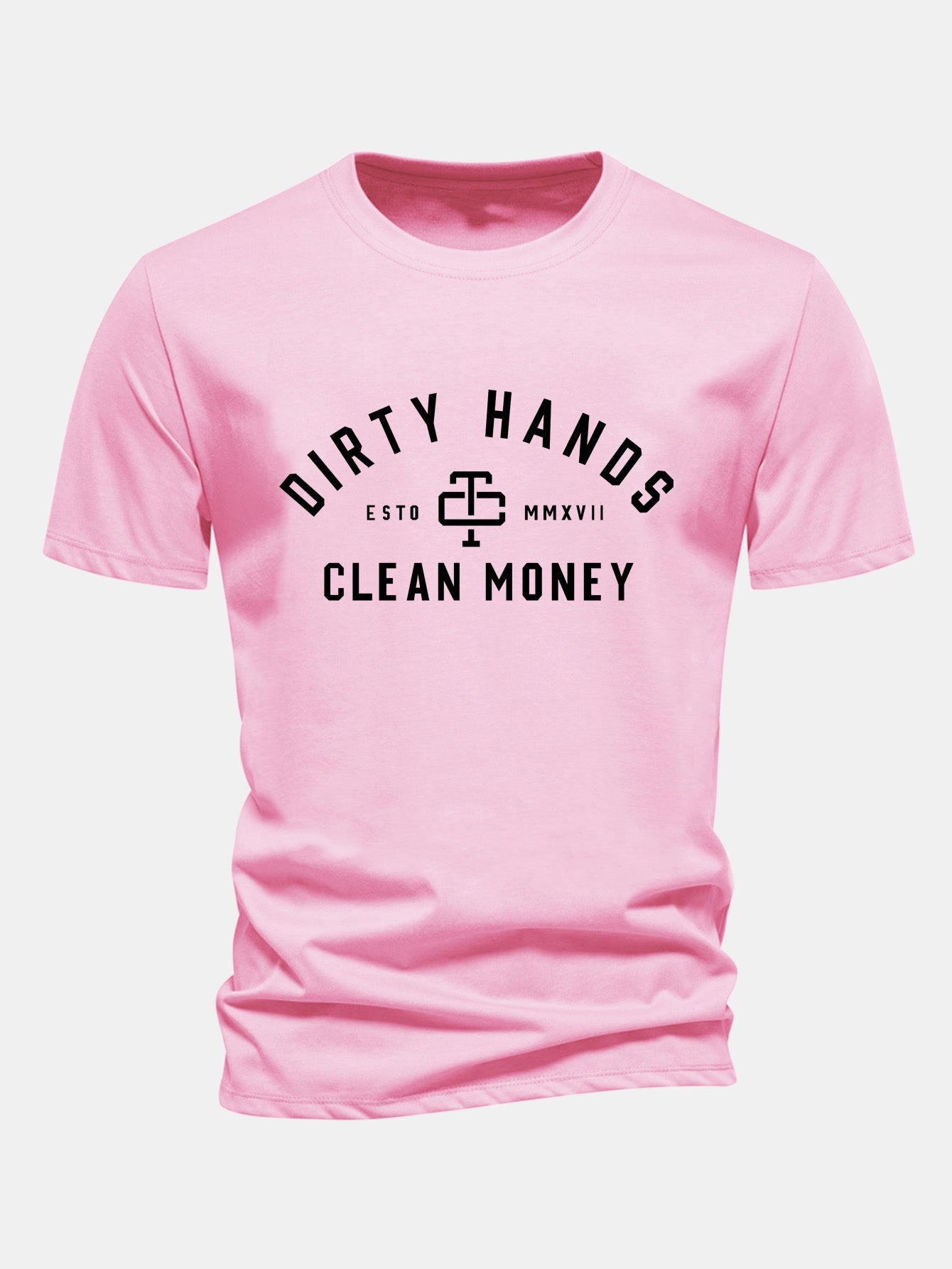 Regulär Passform Dirty Hands Clean Money Druck Baumwoll-T-Shirt