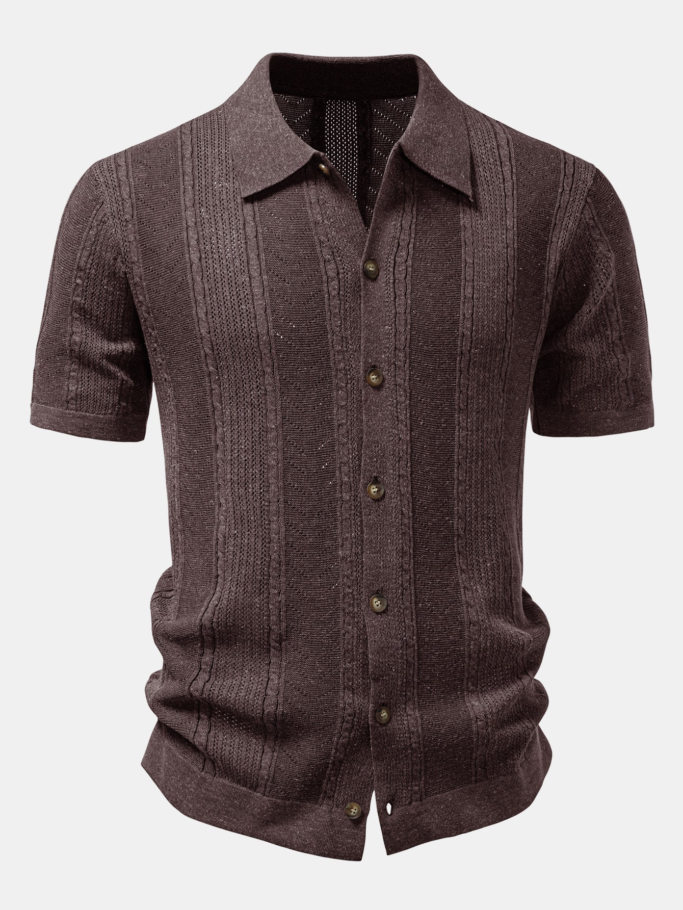 Leinentexturiertes Strickhemd & Slim Fit Tapered Hose