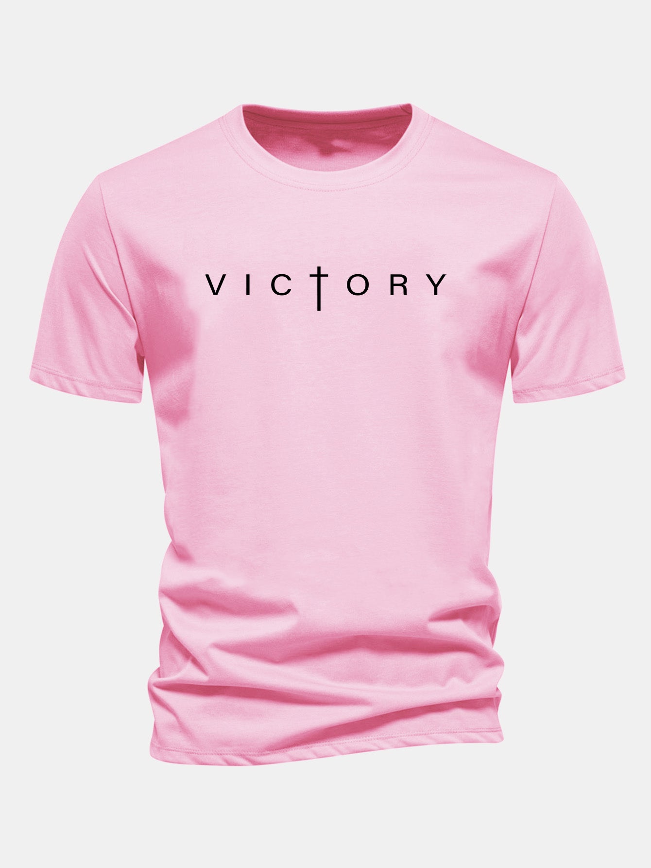 Regulär geschnittenes T-Shirt mit "Victory"-Slogan aus Baumwolle