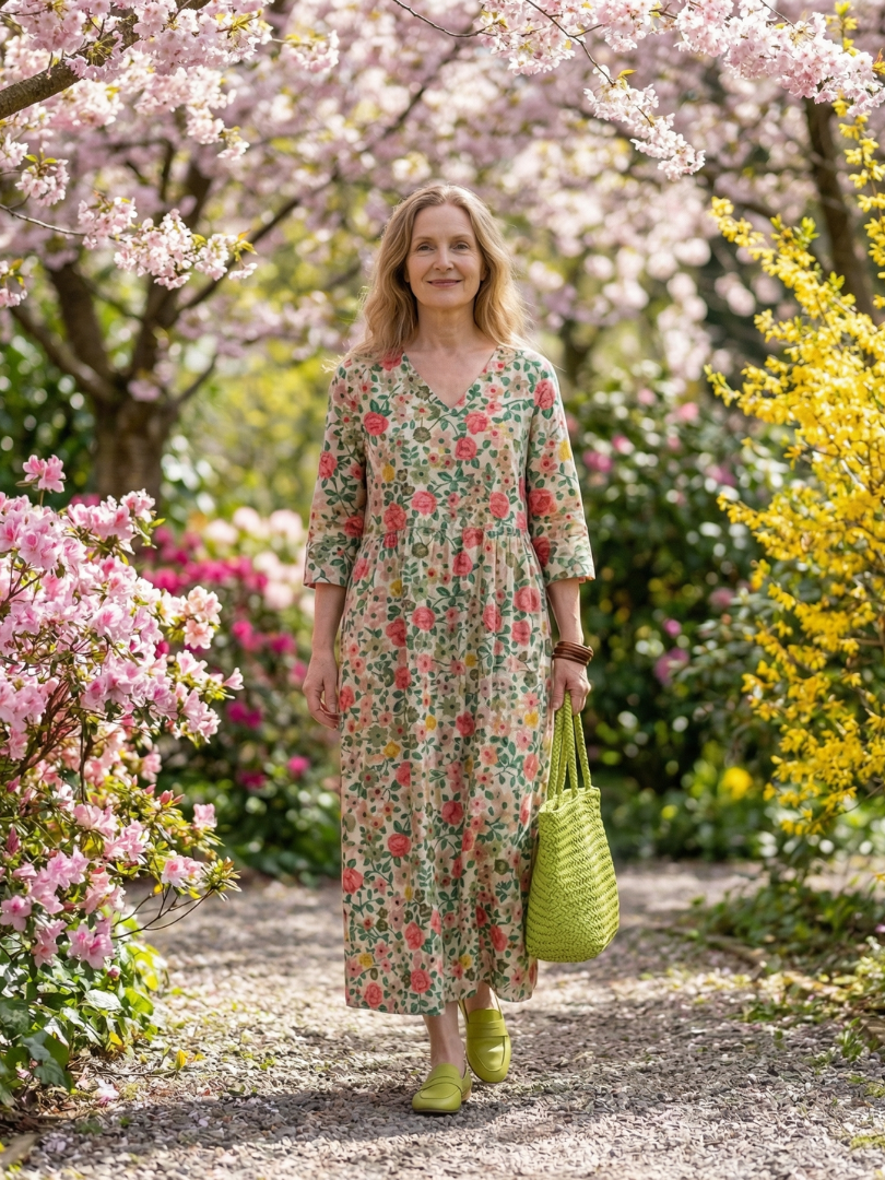 Sabine | Geblümtes Midikleid mit sanftem Fall