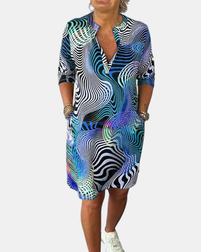 Jessica™ | Buntes Kleid mit V-Ausschnitt