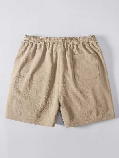 Leinen-Rayon-Mischung Knopf-Down-Shirt & Crinkle-texturierte 5"-Shorts