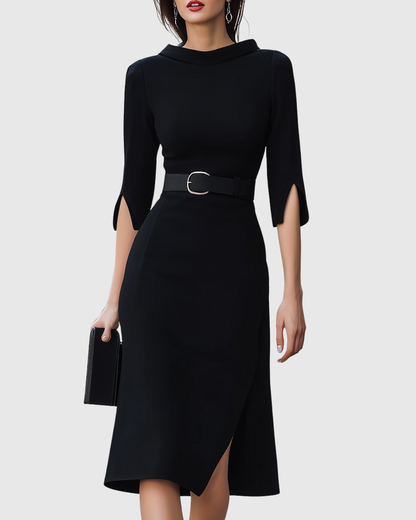 Blythewyn | Klassisch Schwarzes Midikleid