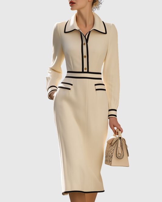 Aderyn | Maßgeschneidertes Midikleid mit Knopfdetails
