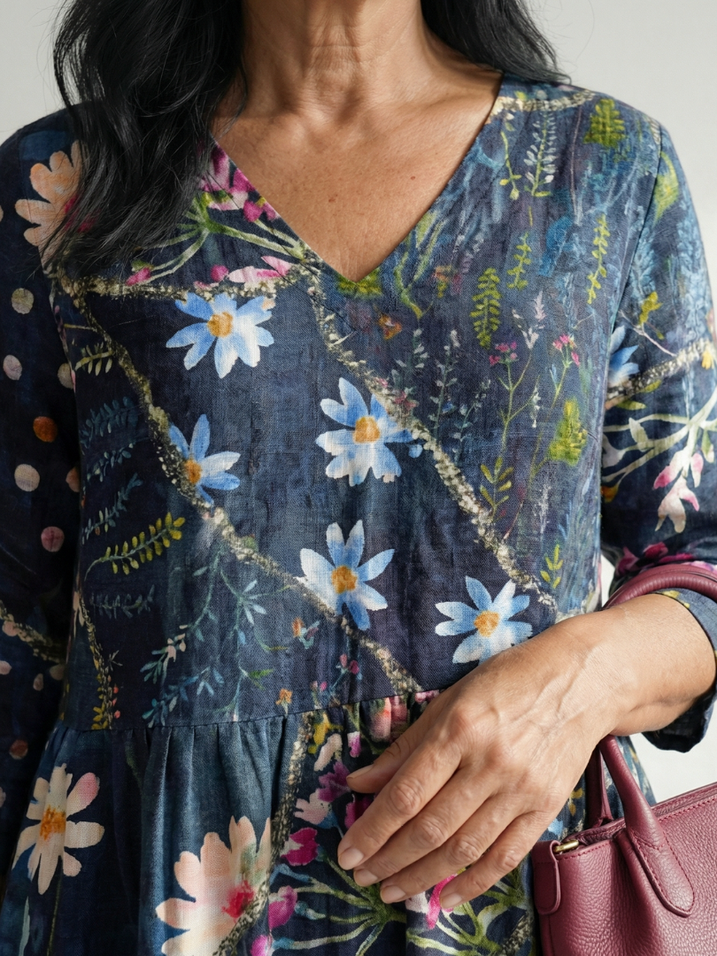 Zane | Einfaches Blumen-Midi-Kleid