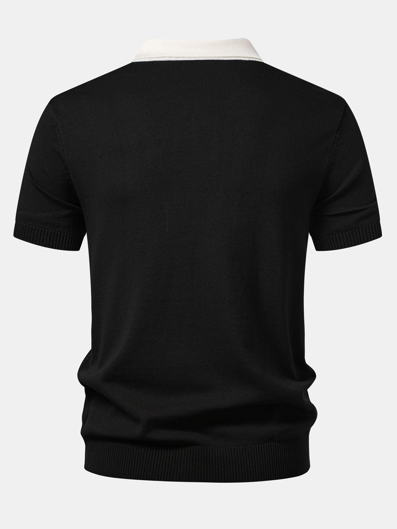 Kontrastgestreiftes Rippstrick-Polo