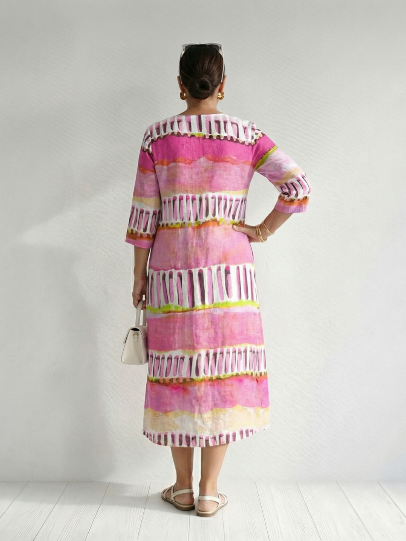 Calla | Easy Flow Gemustertes Streifen Midi Kleid