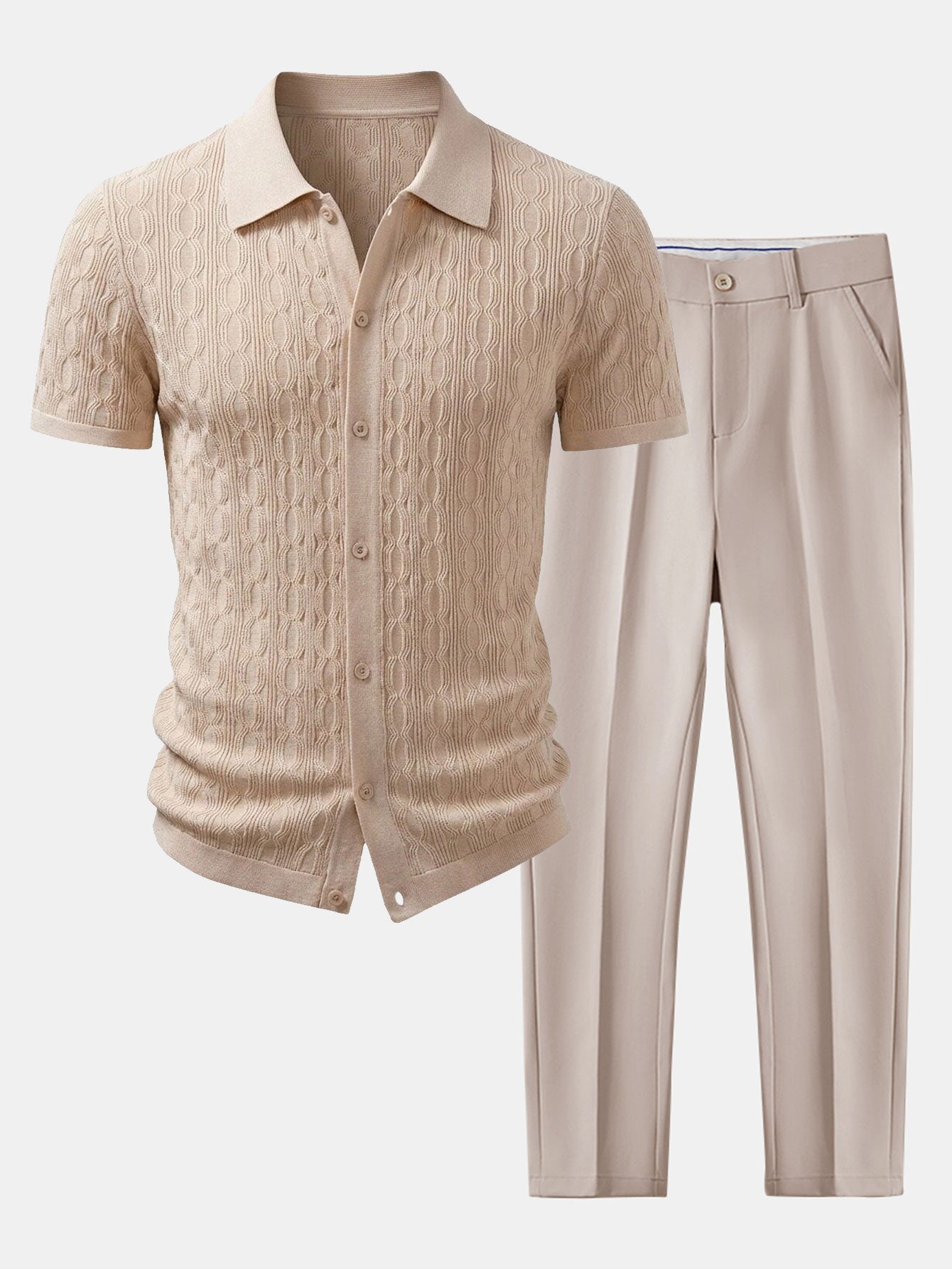 Verdrehtes Jacquard-Strickhemd & Slim Fit Tapered Hose
