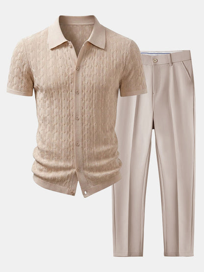 Verdrehtes Jacquard-Strickhemd & Slim Fit Tapered Hose