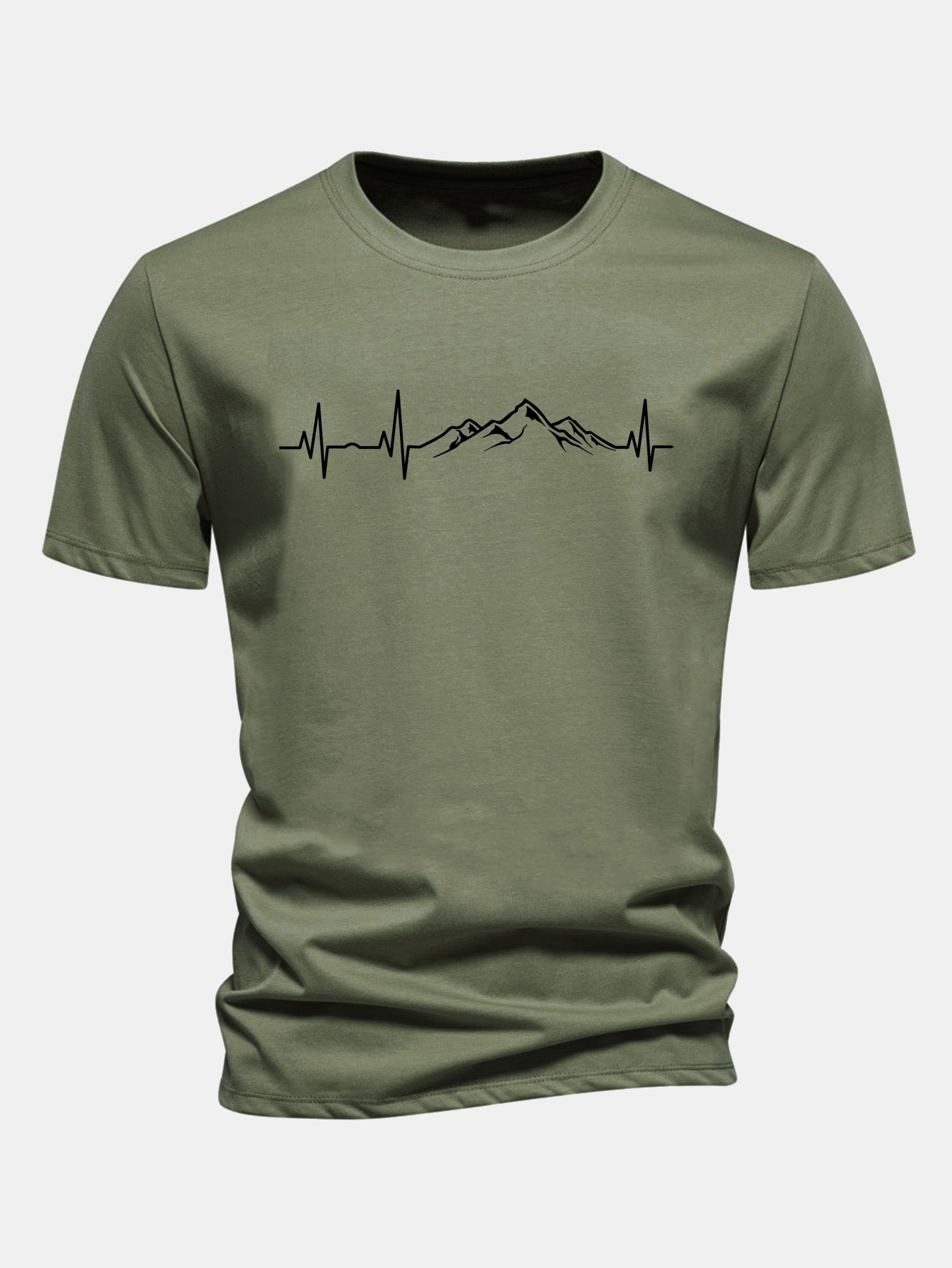 Regulär geschnittenes T-Shirt mit Herzschlag-Mountain-Print aus Baumwolle