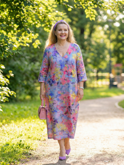 Dörte | Lockeres Midikleid mit Blumenmuster