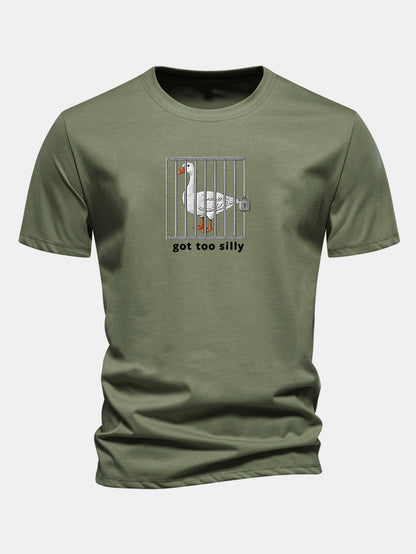 Regulär geschnittenes T-Shirt mit lustigem Gänse-Druck