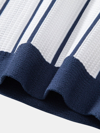 Streifen Strickhemd mit Knopfleiste