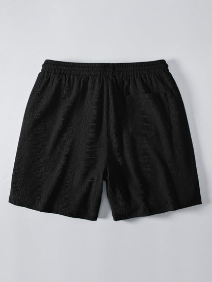 Texturiertes Seersucker Kurzarmhemd & Drawstring 6“ Shorts Set
