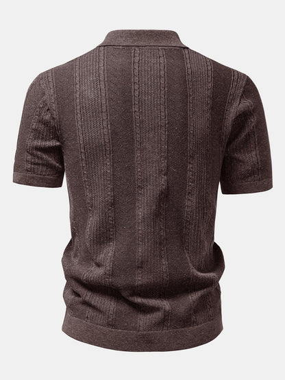 Leinenstrukturiertes Strickhemd & Gerade geschnittene Leinenhose