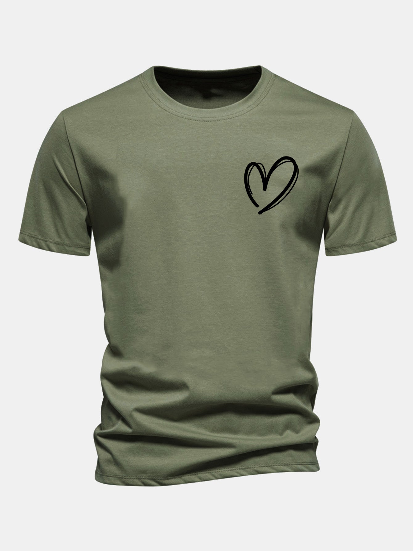 Regulär geschnittenes T-Shirt mit Herzmuster aus Baumwolle