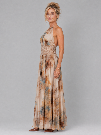 Elavenue | Maxikleid mit Neckholder und Spitzenbund