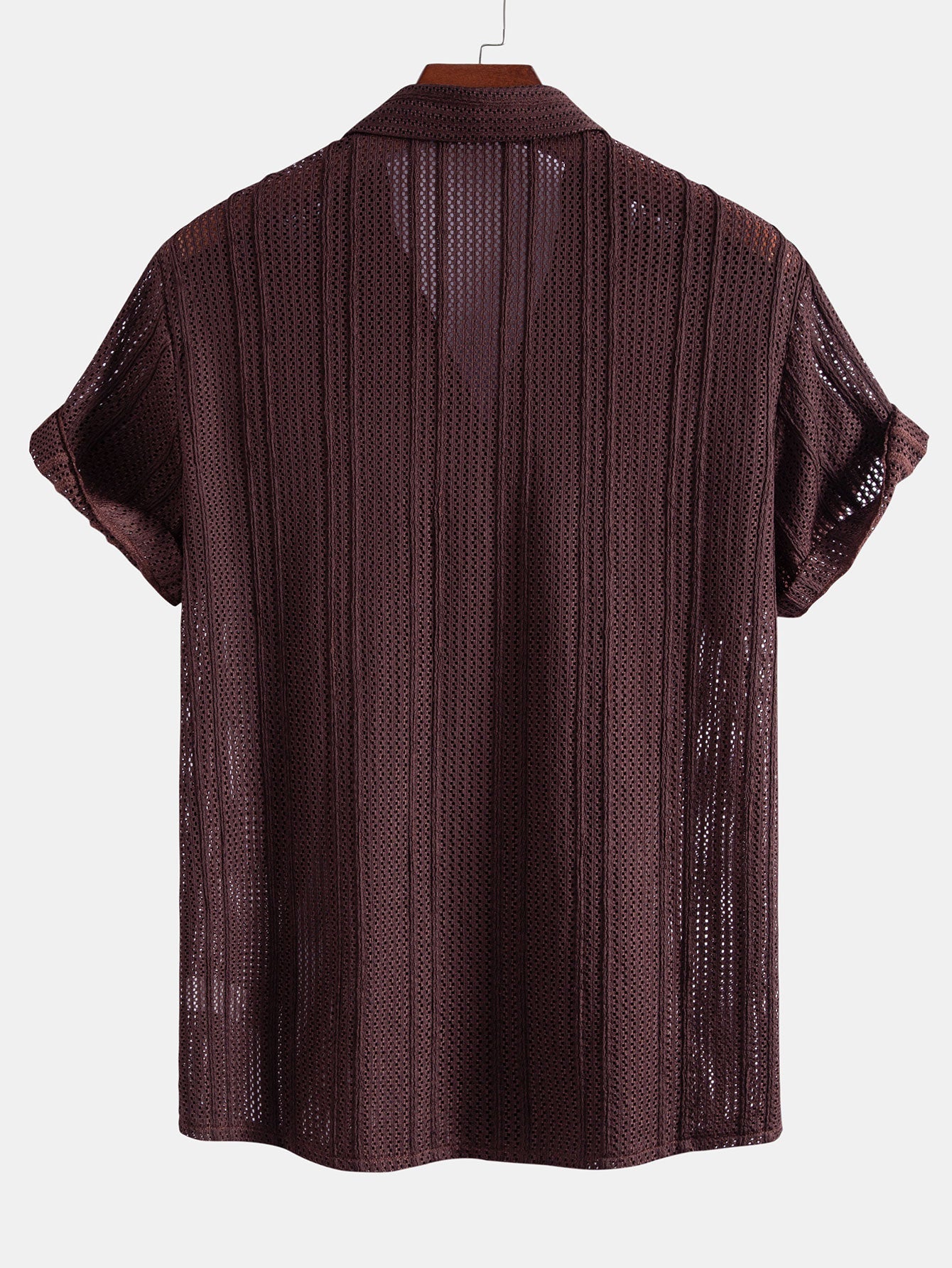 Offenes Stricktexturiertes Shirt mit Kubanischem Kragen & Knittertexturierte 5"-Shorts