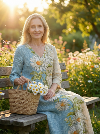 Annika | Leichtes Gänseblümchen Midikleid
