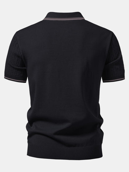 Kontrastbesatz Gedrehtes Jacquard Strick Polo & Slim Fit Tapered Hose
