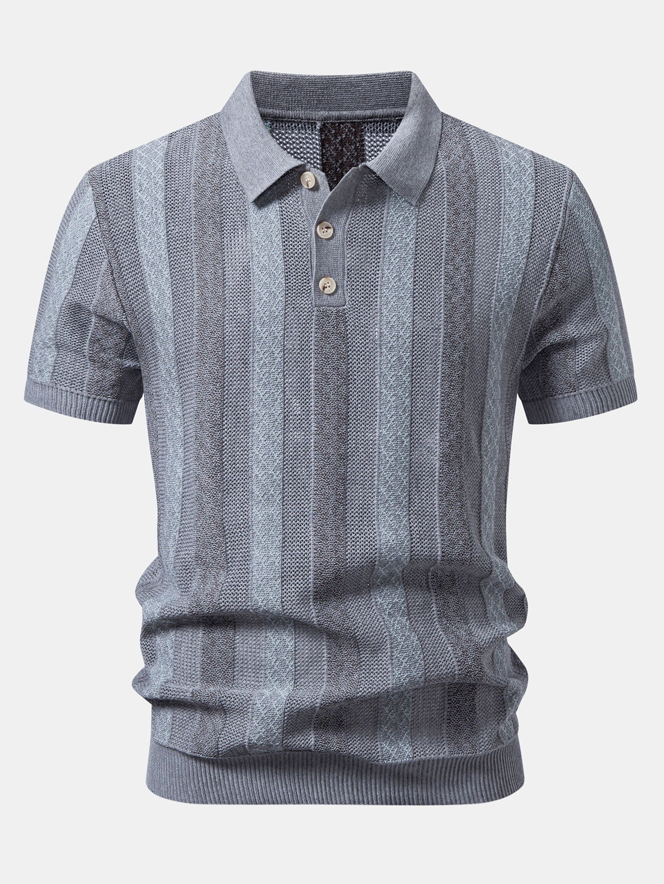 Gestreiftes Texturiertes Strick-Polo & Chino-Shorts mit Elastischem Bund