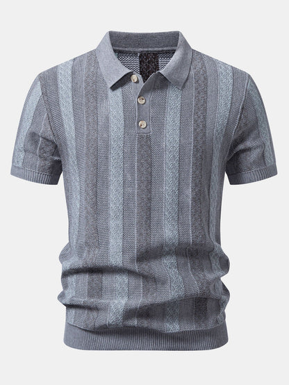 Gestreiftes Texturiertes Strick-Polo & Chino-Shorts mit Elastischem Bund
