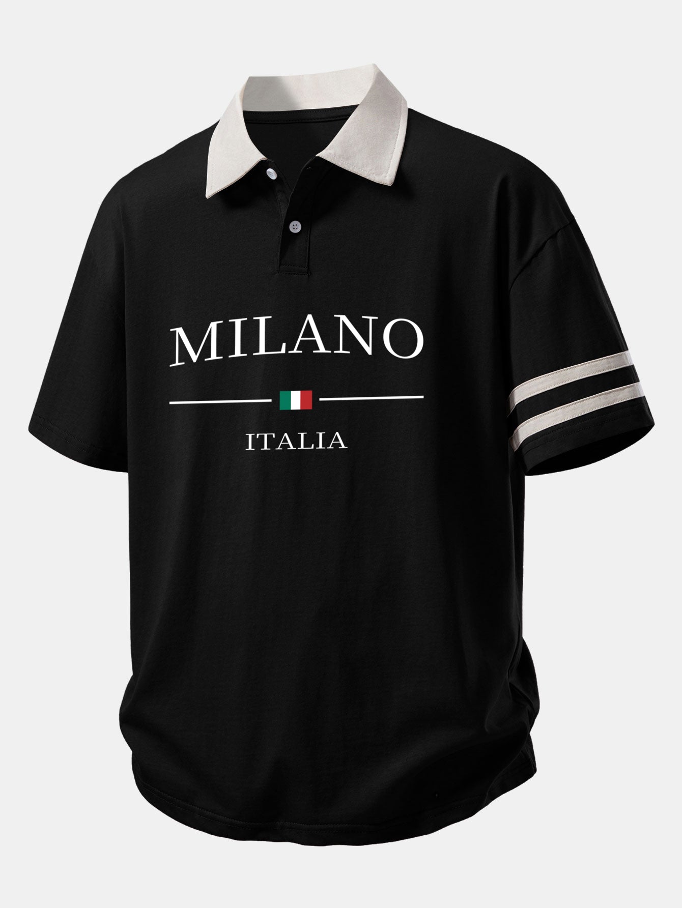Relaxed Fit Milano Print Kontrastkragen Polo-Shirt & Corduroy 7" Shorts