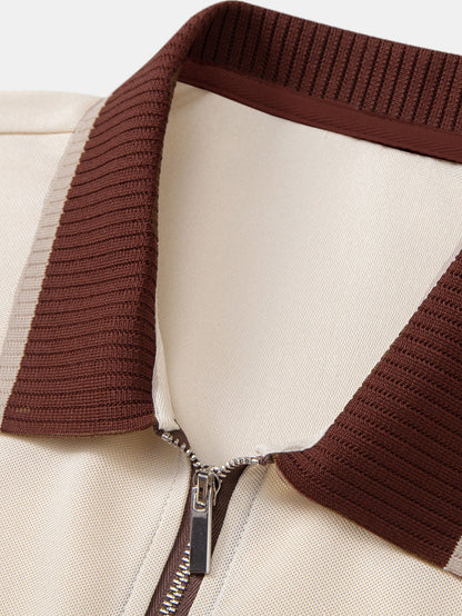 Kontrastbesatz Reißverschluss Polo & Slim Fit Tapered Hose