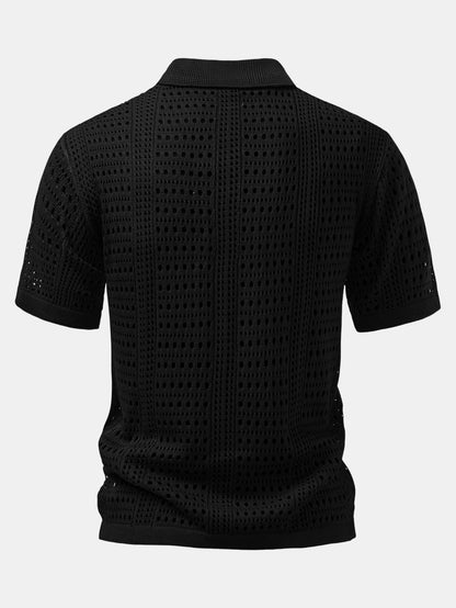Häkel V-Ausschnitt Polo-Shirt