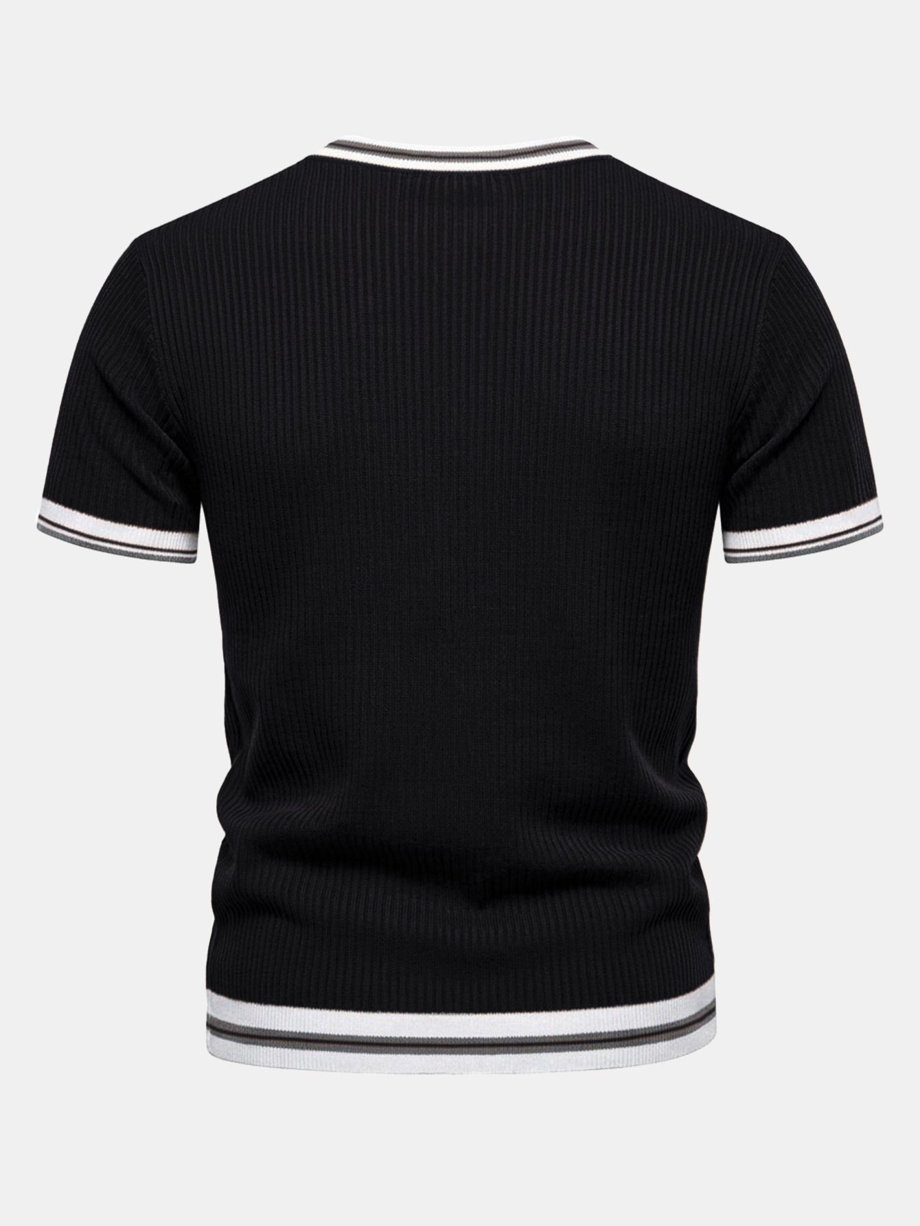 Texturiertes Kontrast Crew Neck Strick T-Shirt