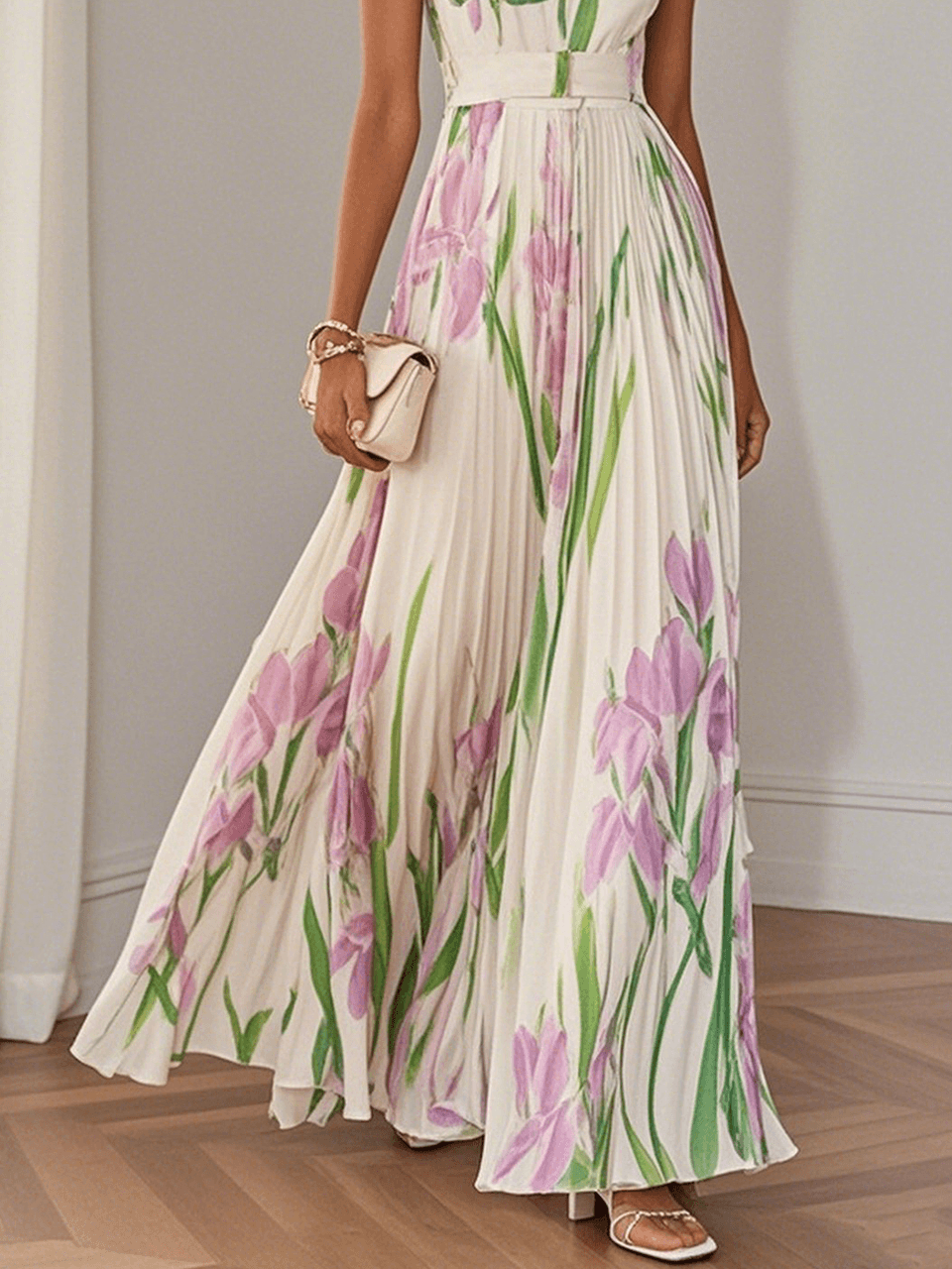 Yara™ - Maxikleid aus Plisseeschiffon