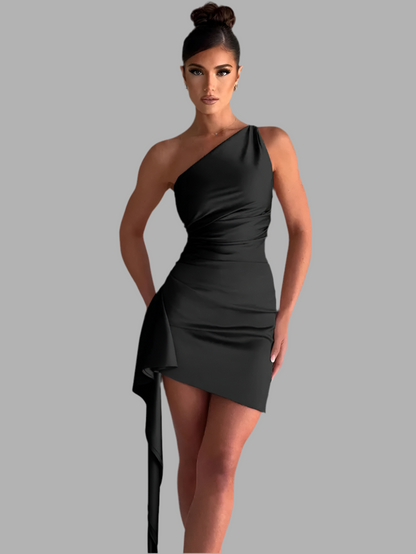 Lisa- Schräg Schulter ärmelloses Kleid