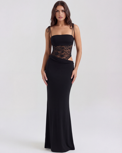 Langes Kleid mit Spitze und dünnen Trägern