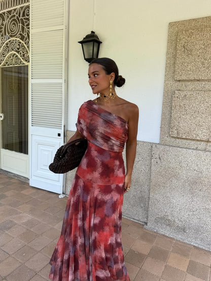 Aquarell Off-Shoulder Langkleid
