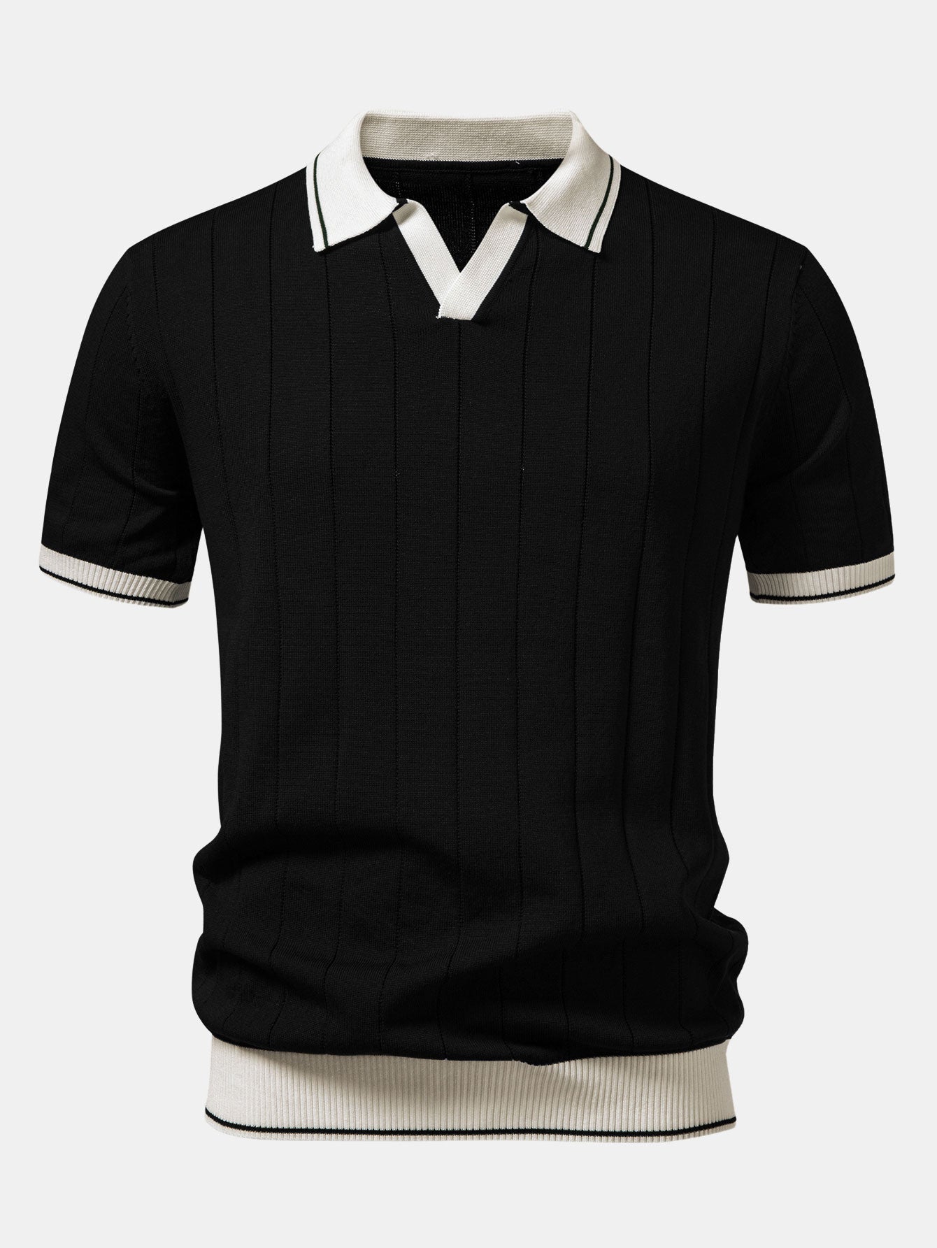 Kontrastbesatz Ribbed Johnny Kragen Strick Polo & Slim Fit Tapered Hose