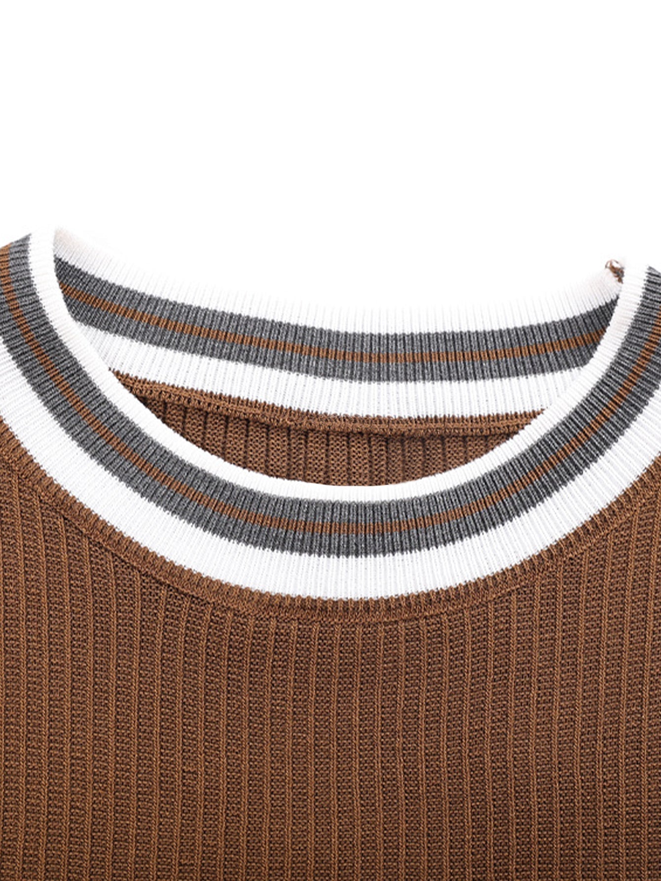 Texturiertes Kontrast Crew Neck Strick T-Shirt