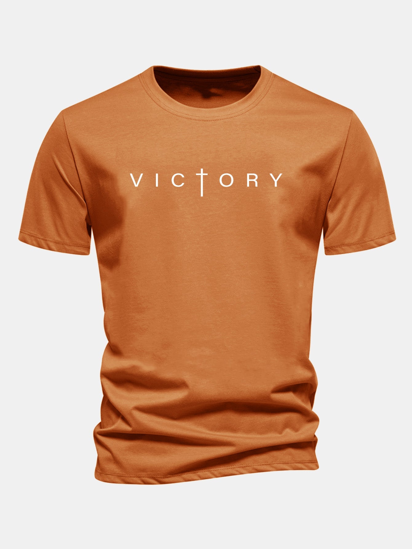 Regulär geschnittenes T-Shirt mit "Victory"-Slogan aus Baumwolle