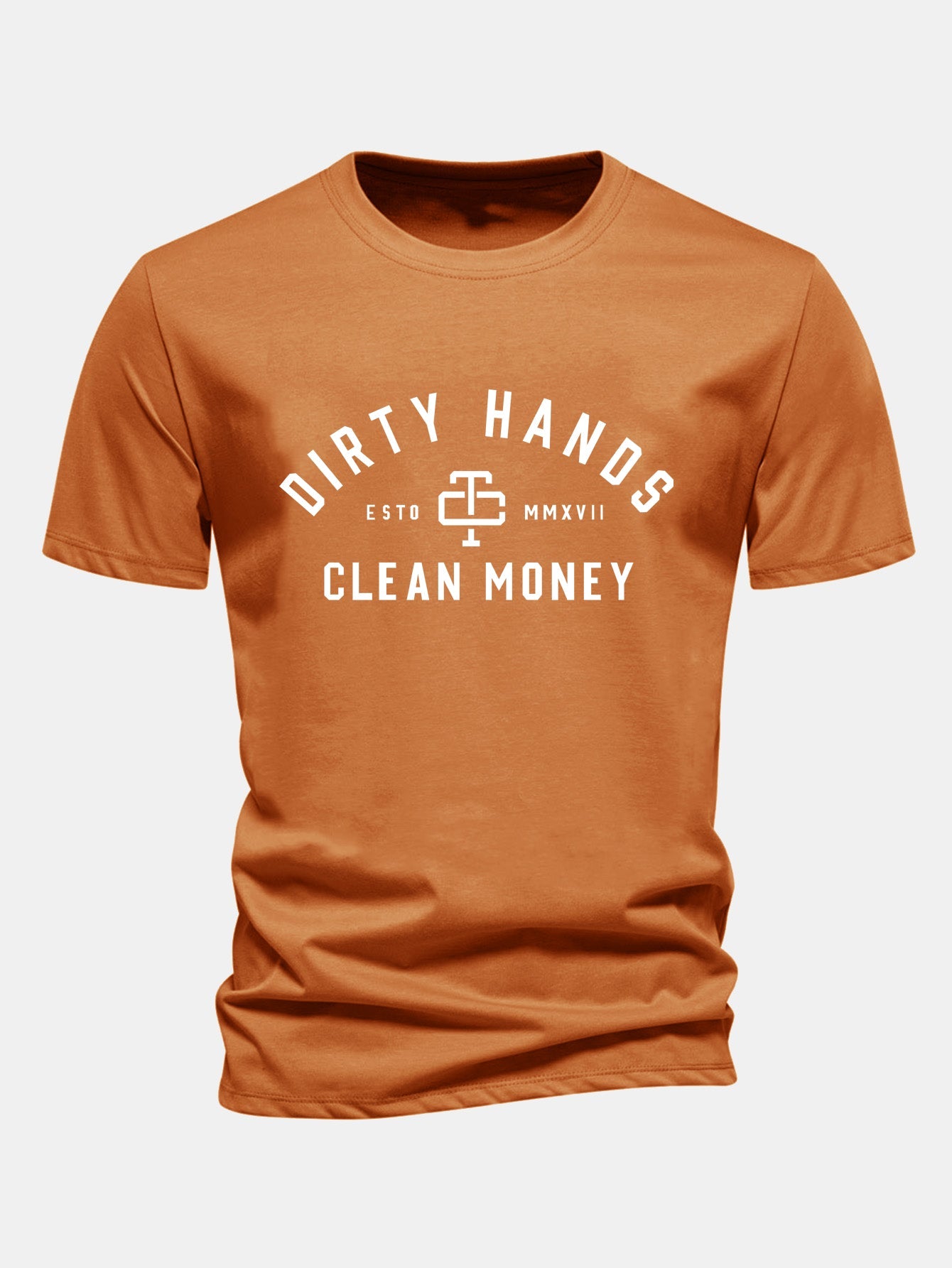 Regulär Passform Dirty Hands Clean Money Druck Baumwoll-T-Shirt