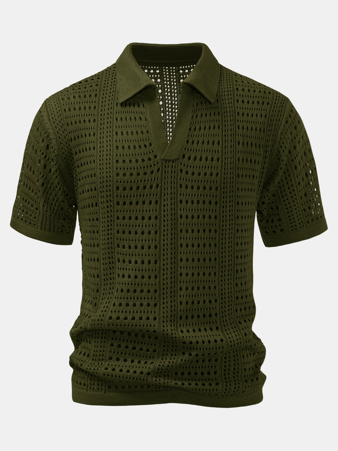 Häkel V-Ausschnitt Polo-Shirt