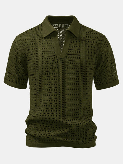 Häkel V-Ausschnitt Polo-Shirt