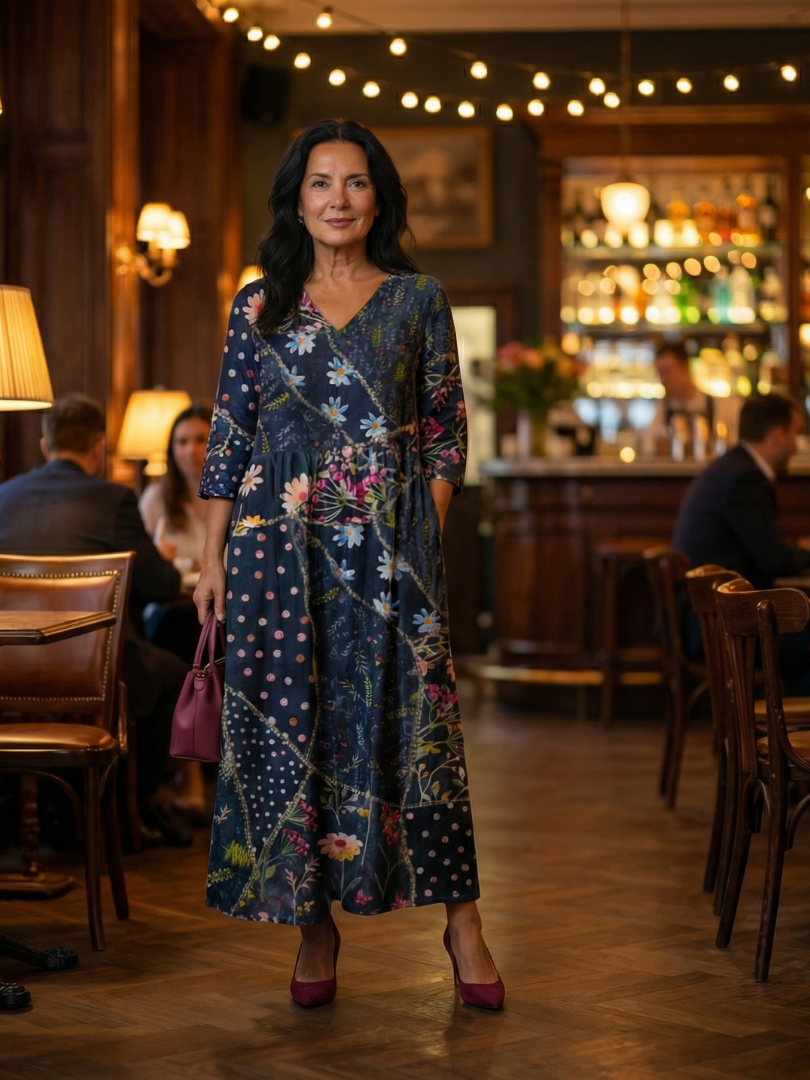 Zane | Einfaches Blumen-Midi-Kleid